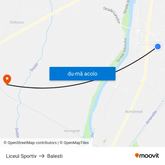 Harta de Liceul Sportiv către Balesti