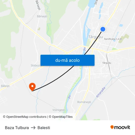 Harta de Baza Tulbura către Balesti