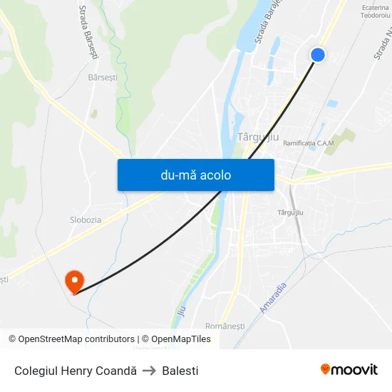 Harta de Colegiul Henry Coandă către Balesti