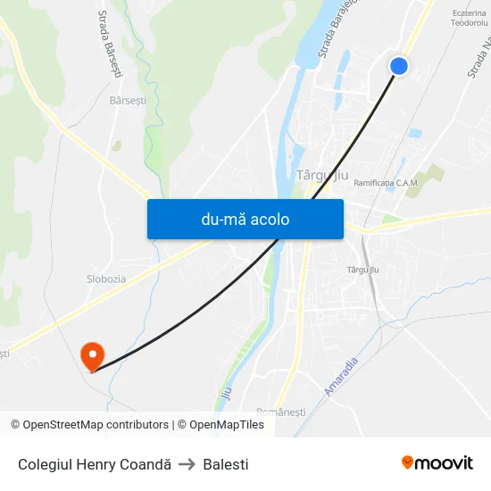 Harta de Colegiul Henry Coandă către Balesti