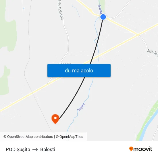 Harta de POD Șușița către Balesti