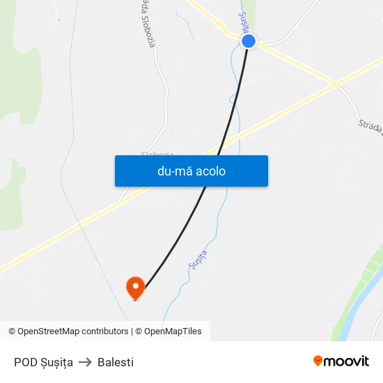 Harta de POD Șușița către Balesti