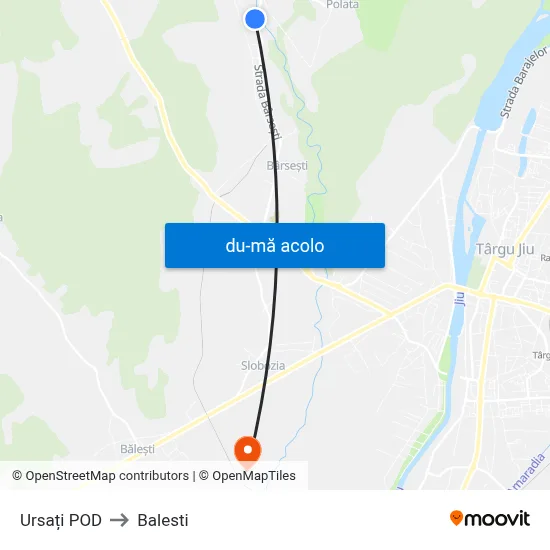 Harta de Ursați POD către Balesti