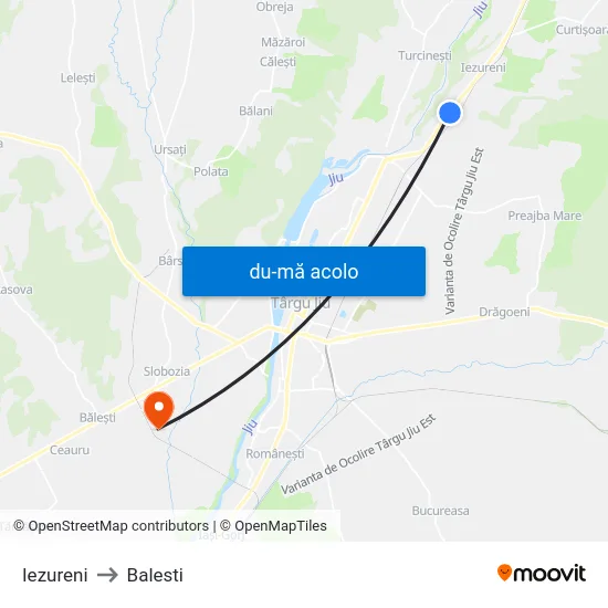 Harta de Iezureni către Balesti
