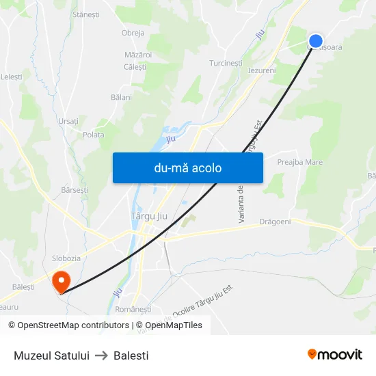 Harta de Muzeul Satului către Balesti