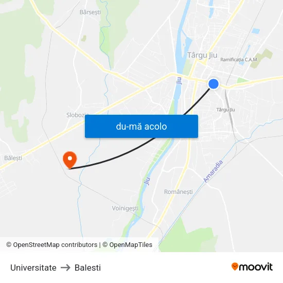 Harta de Universitate către Balesti