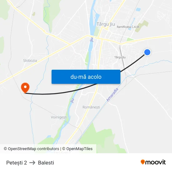 Harta de Petești 2 către Balesti