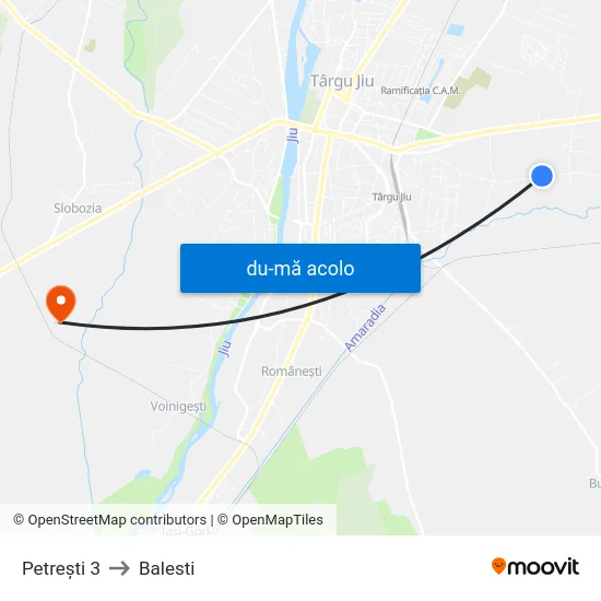 Harta de Petrești 3 către Balesti