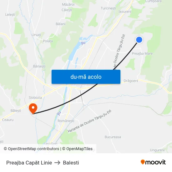 Harta de Preajba Capăt Linie către Balesti