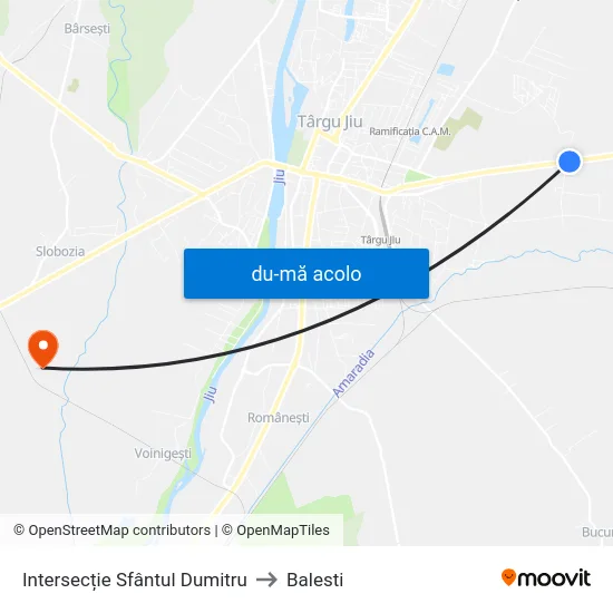 Harta de Intersecție Sfântul Dumitru către Balesti