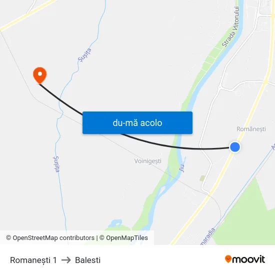Harta de Romanești 1 către Balesti