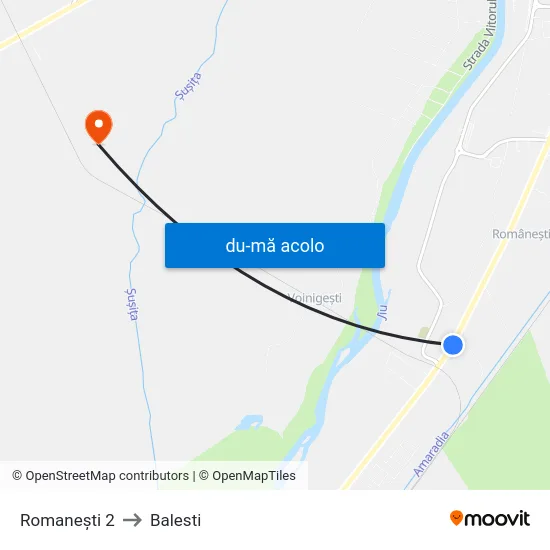 Harta de Romanești 2 către Balesti
