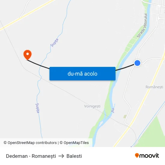 Harta de Dedeman - Romanești către Balesti