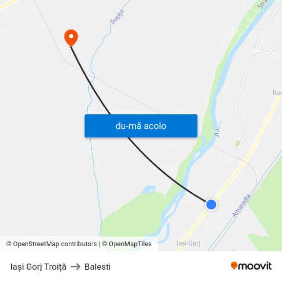 Harta de Iași Gorj Troiță către Balesti