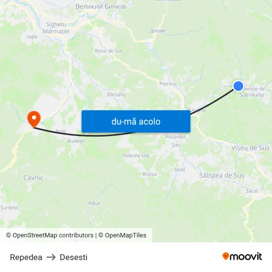 Harta de Repedea către Desesti