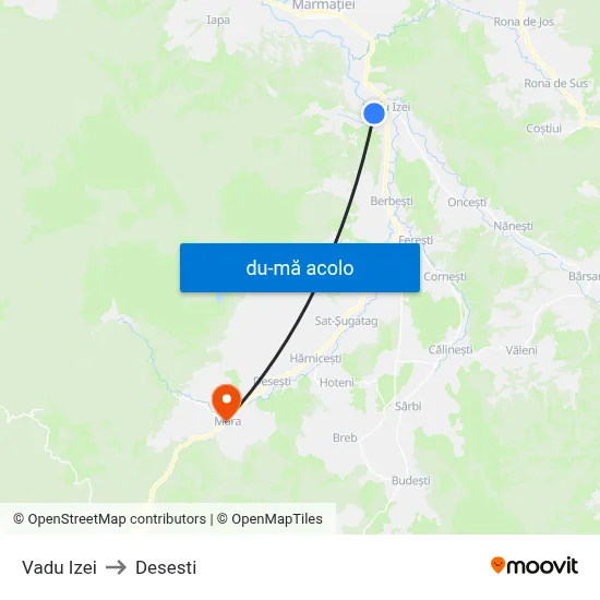 Harta de Vadu Izei către Desesti