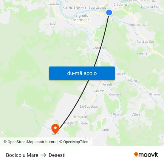 Harta de Bocicoiu Mare către Desesti