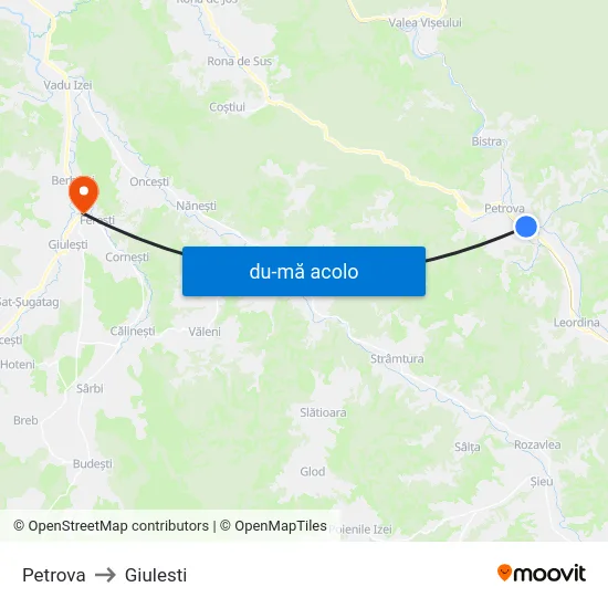Harta de Petrova către Giulesti