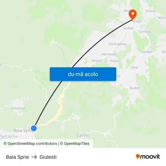 Harta de Baia Sprie către Giulesti