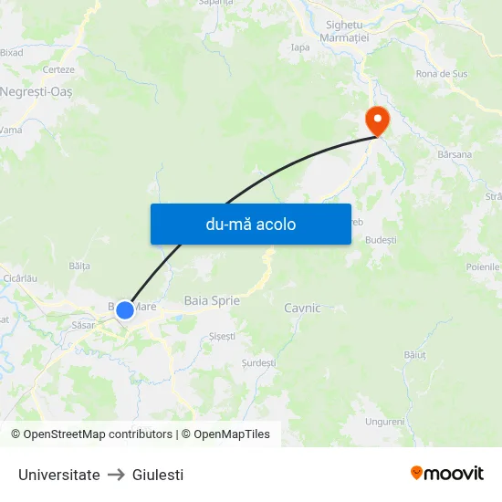Harta de Universitate către Giulesti