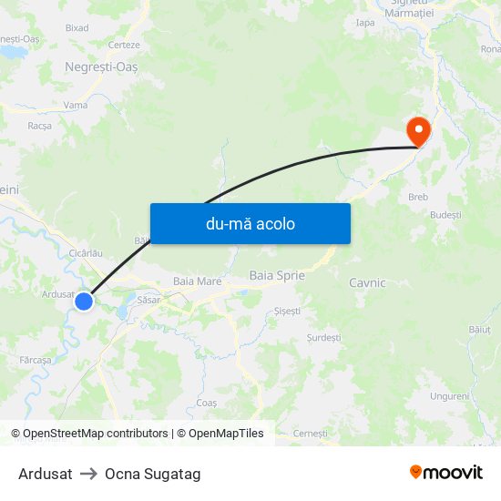 Harta de Ardusat către Ocna Sugatag