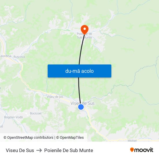 Harta de Viseu De Sus către Poienile De Sub Munte