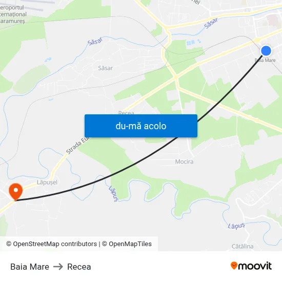 Harta de Baia Mare către Recea