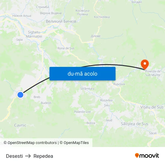 Harta de Desesti către Repedea