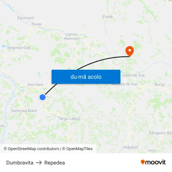 Harta de Dumbravita către Repedea
