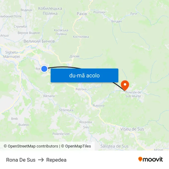 Harta de Rona De Sus către Repedea