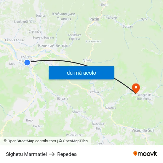 Harta de Sighetu Marmatiei către Repedea