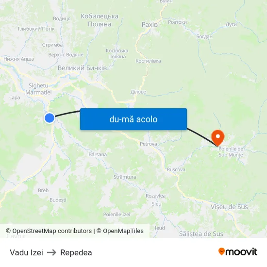 Harta de Vadu Izei către Repedea