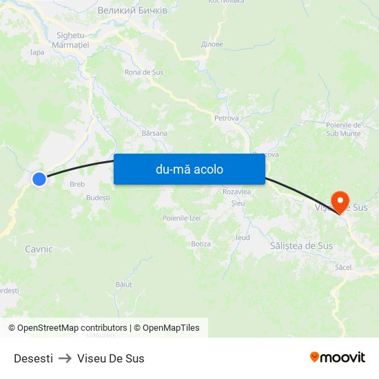 Harta de Desesti către Viseu De Sus