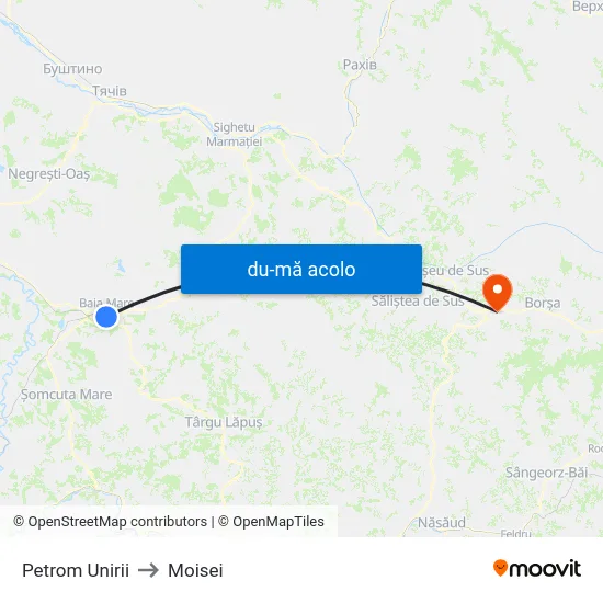 Harta de Petrom Unirii către Moisei