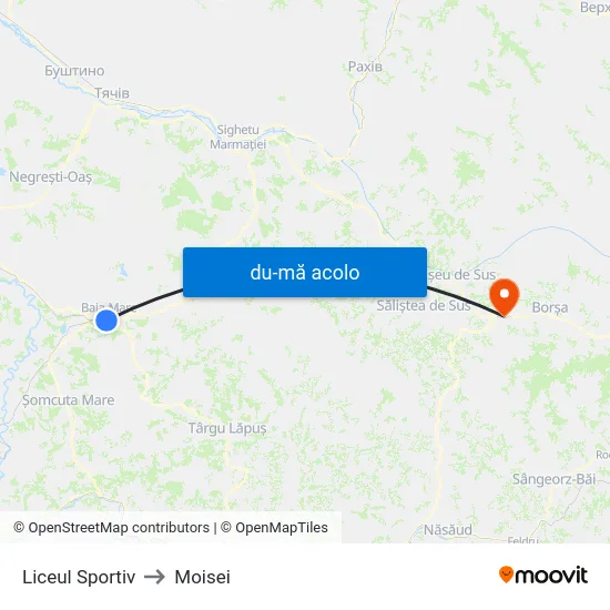 Harta de Liceul Sportiv către Moisei