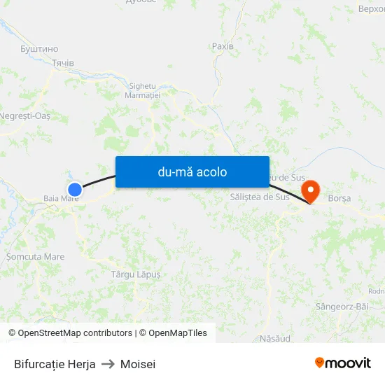 Harta de Bifurcație Herja către Moisei