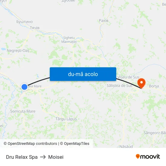 Harta de Dru Relax Spa către Moisei