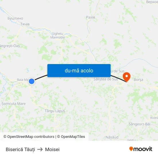 Harta de Biserică Tăuți către Moisei