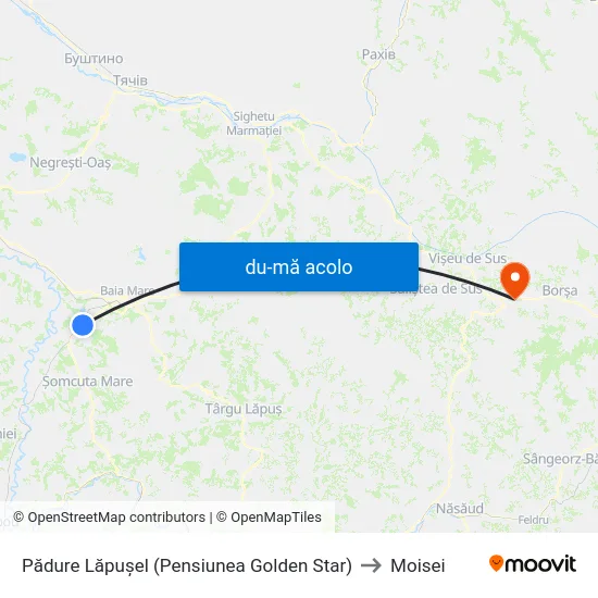 Harta de Pădure Lăpușel (Pensiunea Golden Star) către Moisei