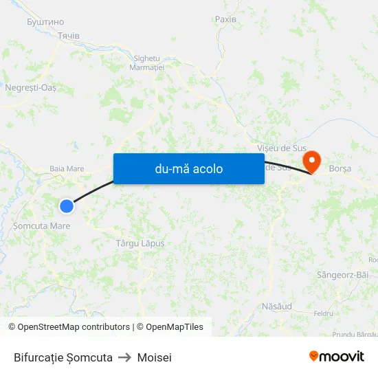 Harta de Bifurcație Șomcuta către Moisei