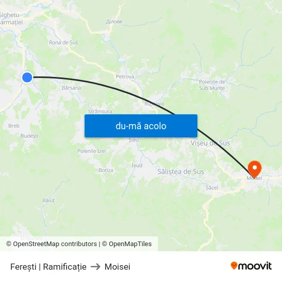 Harta de Ferești | Ramificație către Moisei