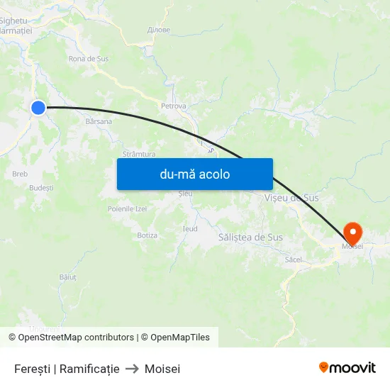 Harta de Ferești | Ramificație către Moisei
