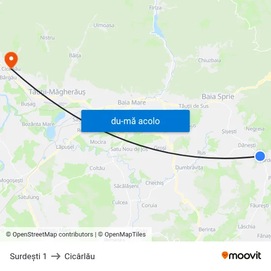 Harta de Surdești 1 către Cicârlău