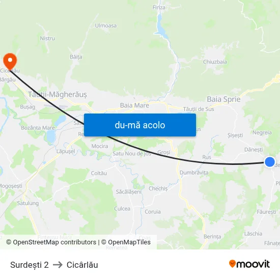 Harta de Surdești 2 către Cicârlău