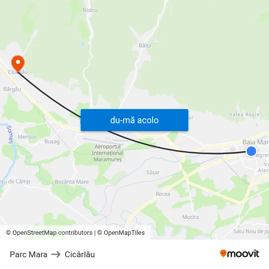 Harta de Parc Mara către Cicârlău