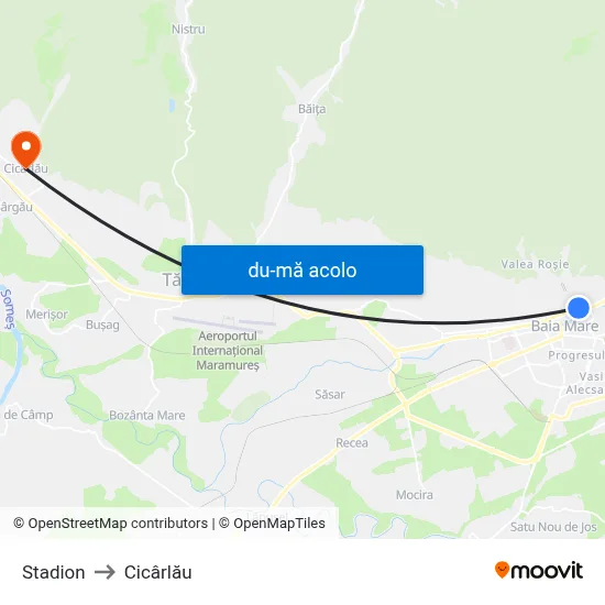 Harta de Stadion către Cicârlău