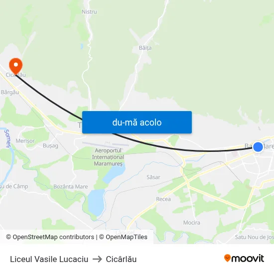 Harta de Liceul Vasile Lucaciu către Cicârlău