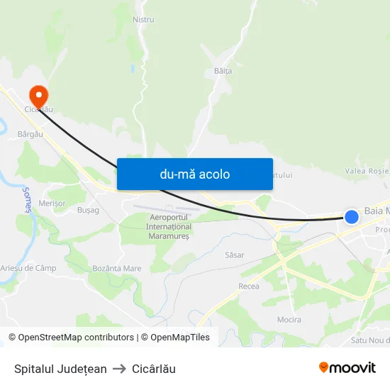 Harta de Spitalul Județean către Cicârlău