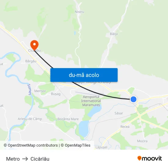 Harta de Metro către Cicârlău