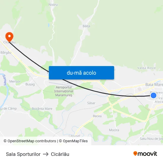 Harta de Sala Sporturilor către Cicârlău